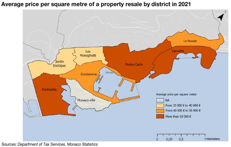 Prix moyen au mètre carré d'une revente immobilière par quartier en 2021