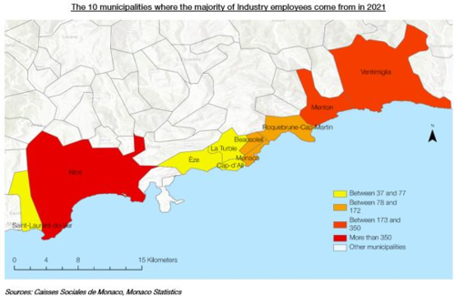 The 10 municipalities where the majority of Industry employees come from in 2021