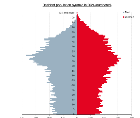 Pyramides des âges des résidents en 2024 (en nombre)