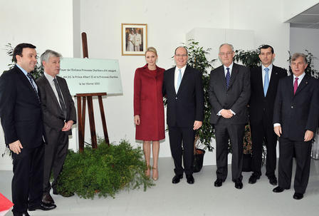 Opening of the Princess Charlene Children’s Home  - From left to right: Stéphane Valeri, Minister of Health and Social Affairs; Patrick Serre, Director of the Princess Charlene Children's Home; T.S.H. Princess Charlene and Prince Albert II; S.E. Mr. Michel Roger, Minister of State; Jean-François Robillon, President of the National Council and Michel-Yves Mourou, President of the Crown Council. Located at 9 rue Bellevue, the Princess Charlene Children's Home was built on the site of the old Dominican convent. The project was directed by the Ministry of Health and Social Affairs in co-operation with the Ministry of Public Works, the Environment and Urban Development. As H.E the Minister of State emphasized, “this new building satisfies the need to provide the Children’s Home with a more suitable and modern location, where the needs and rights of children and their families can be met more completely.” The Prince's Government is thus demonstrating its commitment to continue to make Monaco a model country socially speaking, by making it possible to establish these new structures within the new Children’s Home.
